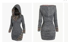 Strickkleid mit Kapuze Patchwork  Größe 44/46