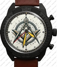 Freimaurer Kompass Winkelmesser Armee Stil Lederarmband Armbanduhr