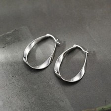 925 Sterling Silber Creolen geometrische Ohrringe