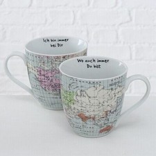 Jumbo Becher Tasse Weltreise Weltkarte  je 600 ml Partnertasse 2er Set