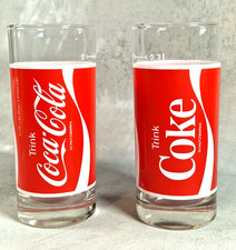 Coca Cola Gläser Set 2x 0,3l Trink Coke Retro 80er Design Sammler Glas Vintage