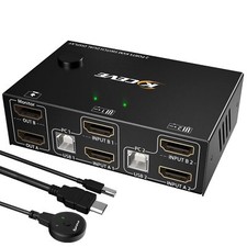 Dual Monitor KVM Switch HDMI 2 Port 4K@30Hz KVM Switch 2 Monitore für 2 Compu...
