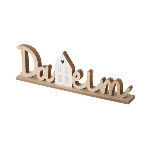 Schriftzug daheim natur weiß - daheim,