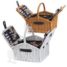 Picknickkorb Picknickkoffer Weidenkorb mit Geschirr Weiden Picknickset CampFeuer