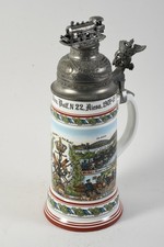 C26K02- Porzellan Reservistenkrug bez. Riesa 1907-09 mit Lithophanie