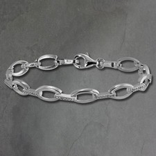SilberDream Armband Damen Oval 925er Echt Silber 18,8cm weiß Armschmuck SDA449W