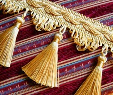 ab 1m Luxus Quastenborte 8cm Gold Posamentenborte Troddeln Fransen Bänder TOP DE