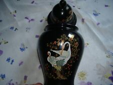 deckel vase porzellan kobalt blau / Gold Phasanenpaar mit Blumen H16cm Urnenvase