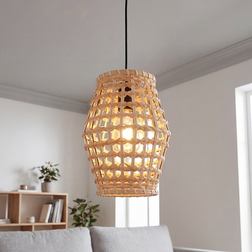 Pendelleuchte boho rattan korb - pendelleuchte,