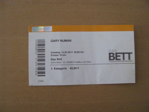 Gary numan tour 2014 tickert - gary,
