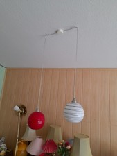 Pendelleuchte Kugelleuchte Deckenleuchte Hängeleuchte Lampe Rot Weiß Glas Kugel