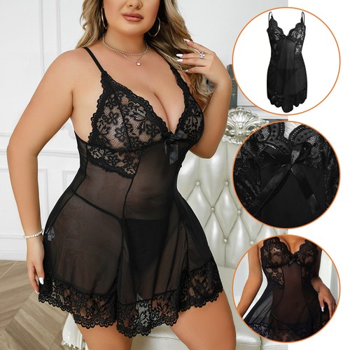 Damen negligé schwarz spitze - negligé,