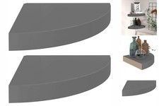 Eckregal Wandregal Ablage Eck-Schweberegal 2 Stk. Hochglanz-Grau 25x25x3, B-Ware