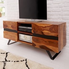 TV-Lowboard AMAZONAS - 160cm - braun - Sheeshamholz - Baumkante Fernsehschrank