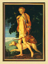 Diana auf der Jagd Jagdbild Göttin Pfeil Bogen Jägerin Wilderer A3 585 Gerahmt