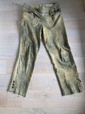 Distler Herren Trachtenlederhose, echtes Leder, grün-beige, Gr. 26