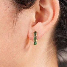 Luxus Damen Ohrringe Gold Grüne Kristall Zirkon Stein Mode Schmuck Hochzeit