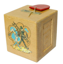 Alte Holzspardose Spardose Allianz Versicherung Werbung Reklame Holz Würfel Kind