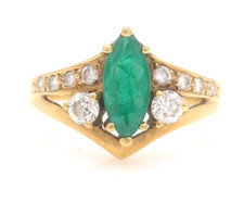 Größe 54 Ring 750 GOLD 18 Karat Gelbgold Diamant Smaragd bague oro G3829/25