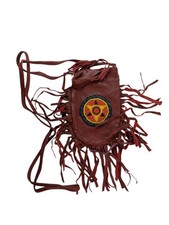 Fair Trade Native American Lederbeutel Medizin Tasche - Dunkelrot