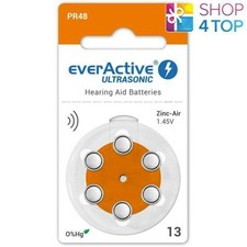 6 Everactive Ultrasonic 13 Pr48 Hörgerätebatterien 1.45V Zink Exp 2024 Neu