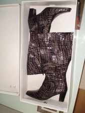 BIADELLI Cinza 41cm.Kroko-Optik Leder Luxus Weitschaftstiefel Gr37.SALE!