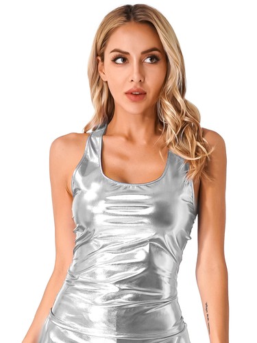 Damen glitzer oberteil wetlook - damen,