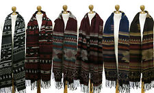 XXL Schal Wendeschal Winter Dick Warm Tuch mit Ethnomuster und Fransen