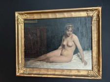 Ölbild Impressionist liegender weiblicher Akt Frau Jugendstil gerahmt sig. 