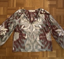 Belle Ikat Bluse Bestickt Weinrot/Salbei In Gr.S/M, Wie Neu, NP 299€