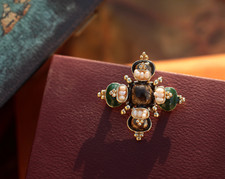 Brosche Golden Antik Blumen-