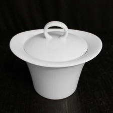 Zuckerdose 2-tlg. Zucker Dose mit Deckel Oval Zuckerbehälter Weiß Porzellan