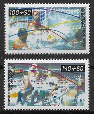 Berlin 1990 ** Satz Mi 864-65 Sport Sporthilfe Rollstuhl-Basketball Ball 03528X