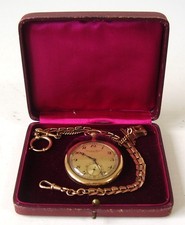 Antike IWC 585 Gold Taschenuhr mit Etui und Kette vor 1945