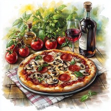 Wandbild Küche Pizza Rustikal