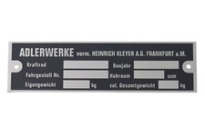 Typenschild für Adler MB 200