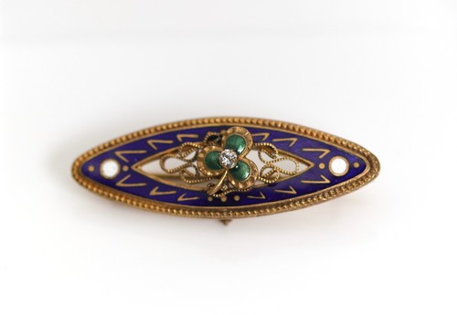Emaille brosche kleeblatt - emaille,
