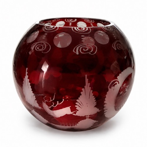 Rote glaskugelvase mit - rote,