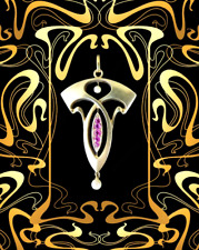 Art Nouveau Martin Mayer Pforzheim Gelbgold 14K 585 Antiker Jugendstil Anhänger