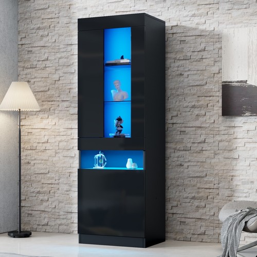 Schwarz hochglanz vitrine mit - schwarz,