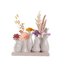 Jinfa Vasenset 7 antik beige Keramikvasen handgefertigt Deko Blumenvase Mini Vas