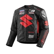 Suzukii Icon Motorrad Leder Reitjacke für Herren Reiter Rüstung geschützt