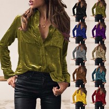 Damen Hemd Bluse Samt Party