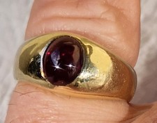 Ring Echt Gelb Gold 585 14ct Karat Gr. 59 mit Granatcabochon Schmuck punziert