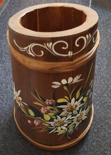 Holzkrug vase handbemalt - holzkrug, /
