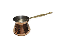 Türkischer Mokka Kocher aus Kupfer Kaffe Kanne Türk Kahvesi Goldgriff Gemustert