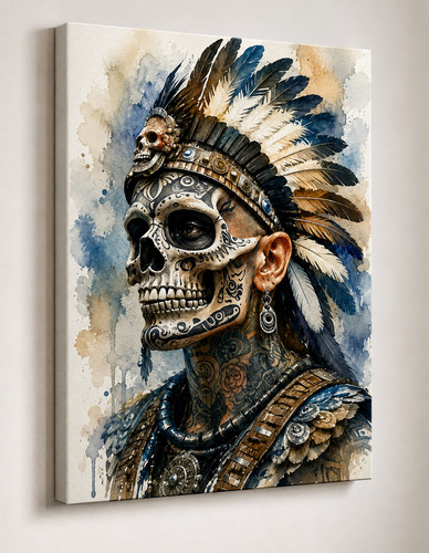 Aquarell totenkopf indianer - aquarell,