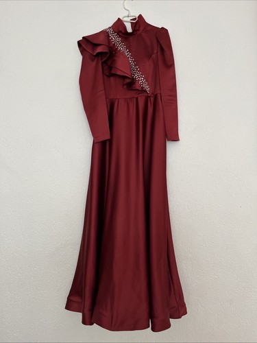 Abendkleid abiye hijab bordo - abendkleid,