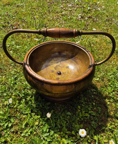 Vintage holzschale mit messing - vintage,