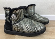 UGG Damen Gr. 39 warme weiche Lammfell Stiefel Boots schwarz gold Winter ü2